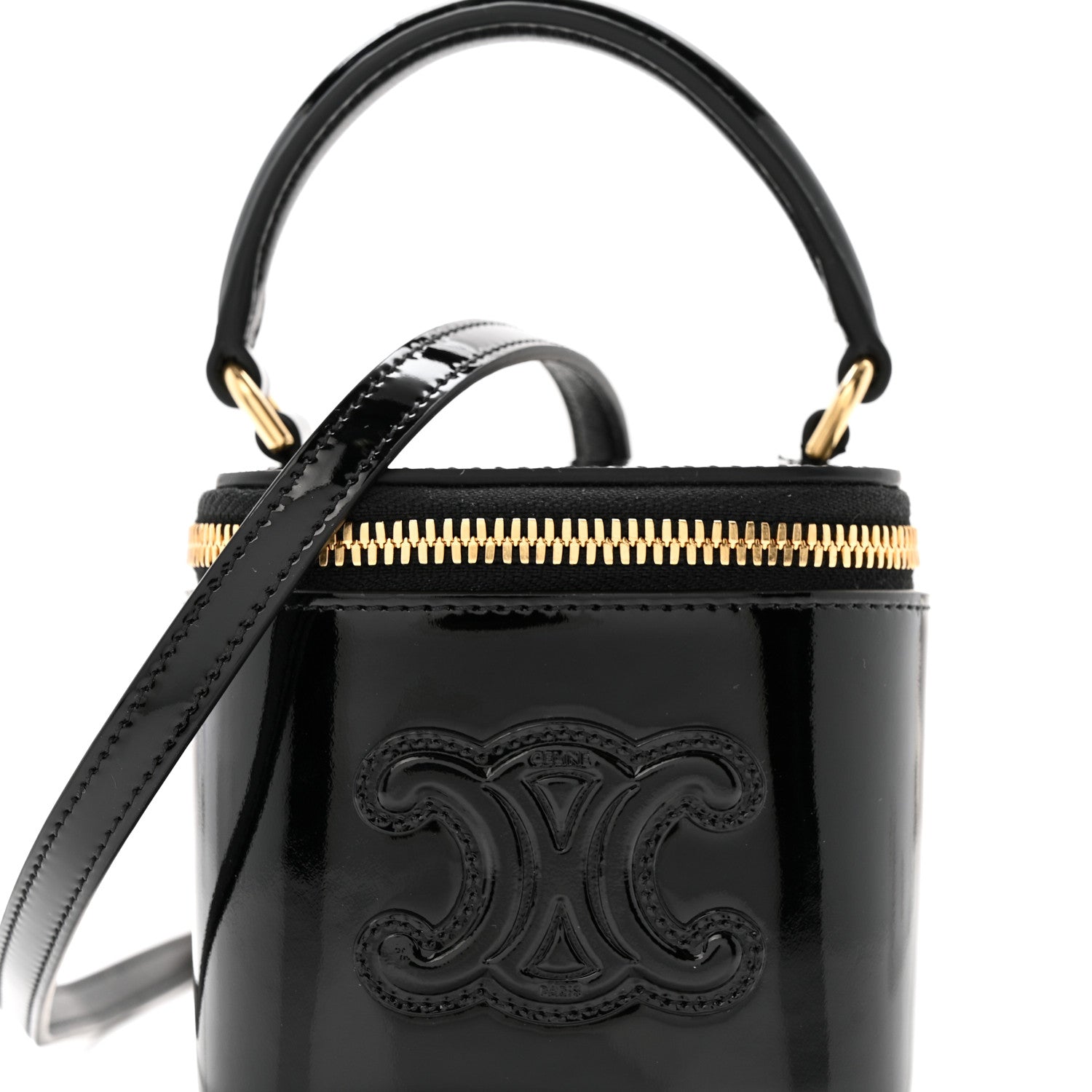Celine Patent Calfskin Triomphe Mini Vanity Case Black 8 of 13