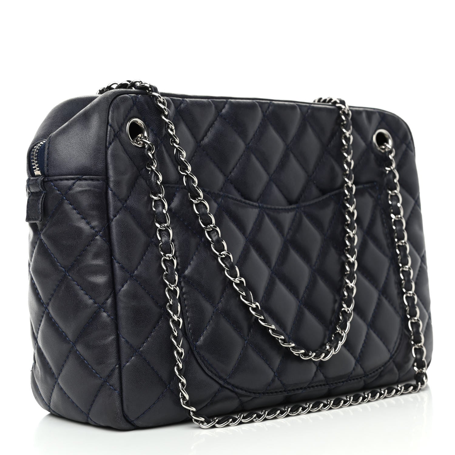 Chanel Lambskin Quilted Medium Camera Case Dark Navy Blue 2 of 8