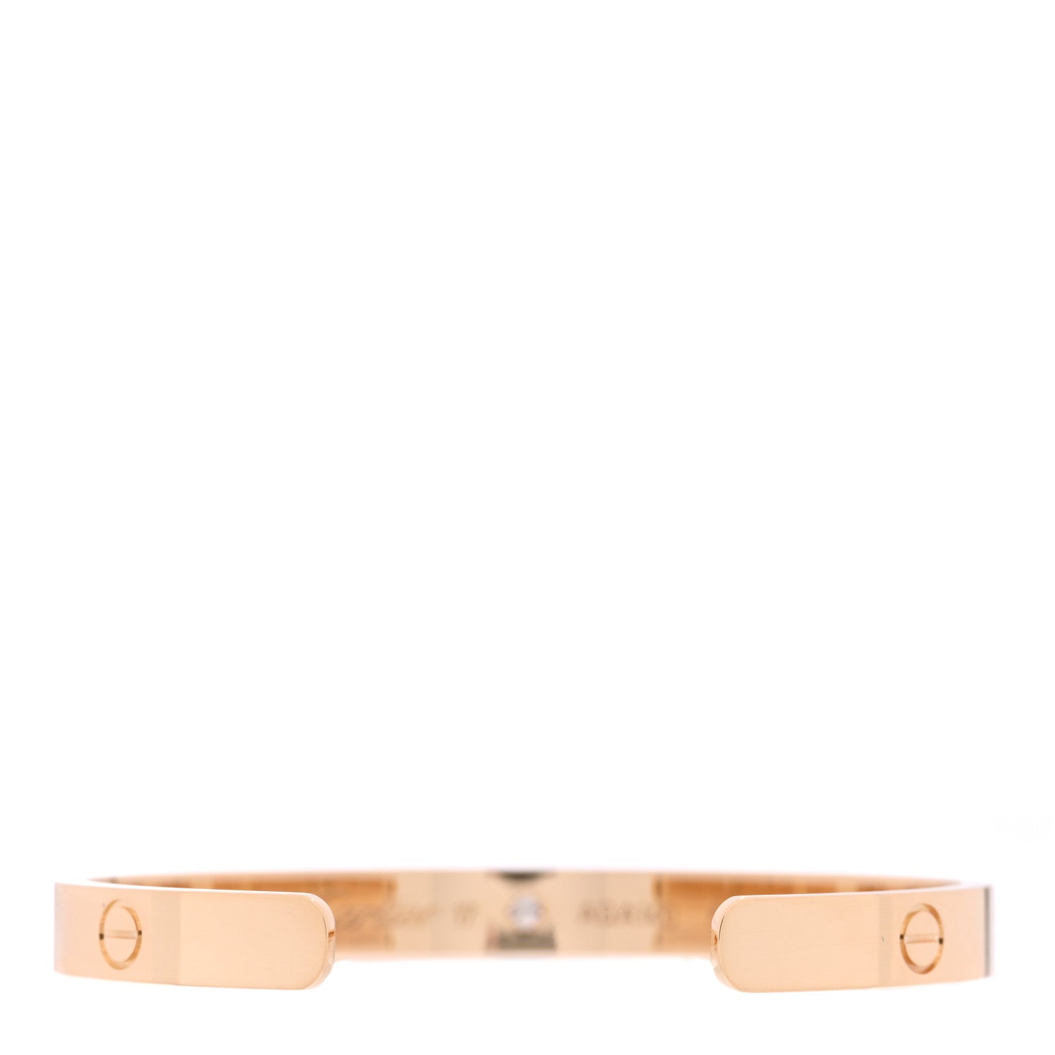 Cartier 18K Yellow Gold 1 Diamond LOVE Cuff Bracelet 17 2 of 3