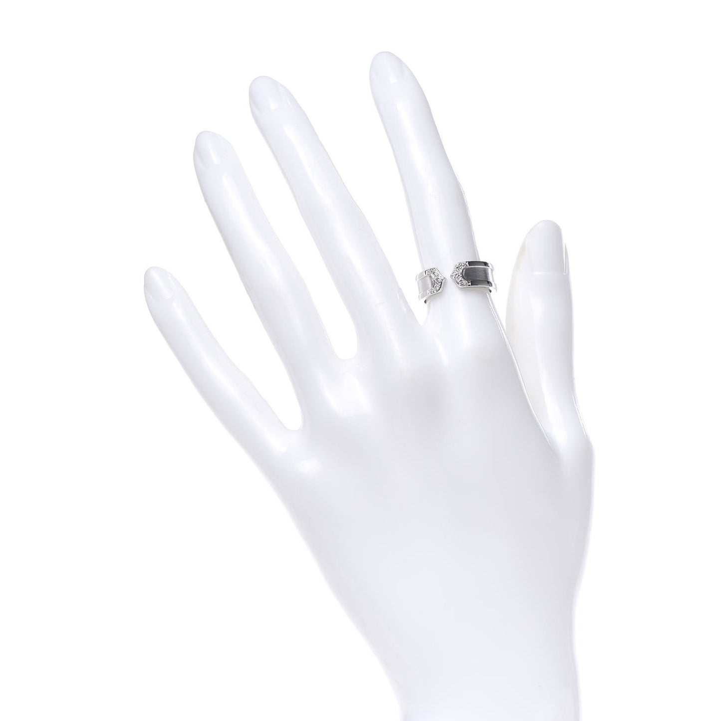 18K White Gold Diamond 6.5mm Logo De Ring 50 5.25