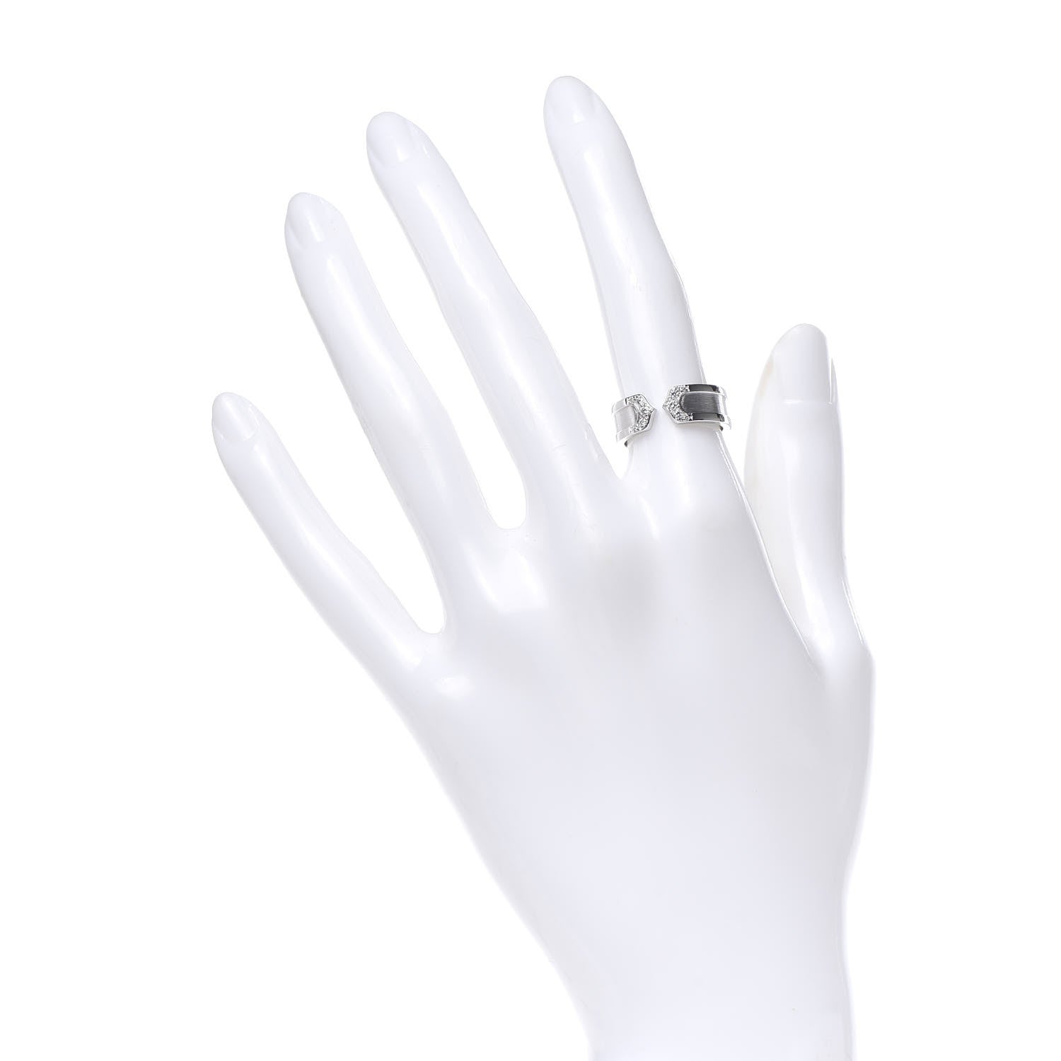 Cartier 18K White Gold Diamond 6.5mm Logo De Ring 50 5.25 2 of 5