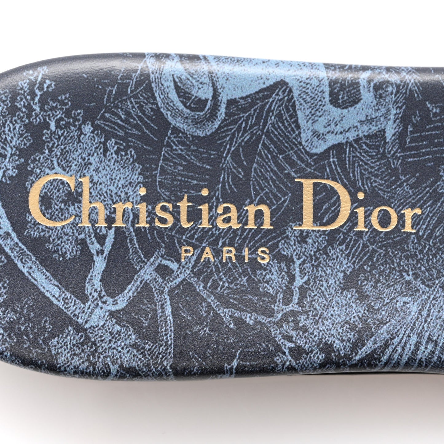 Canvas Dior Embroidered Dway Flat Slide Sandals 36 Navy Blue