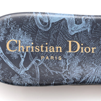 Christian Dior Canvas Dior Embroidered Dway Flat Slide Sandals 36 Navy Blue 7 of 13
