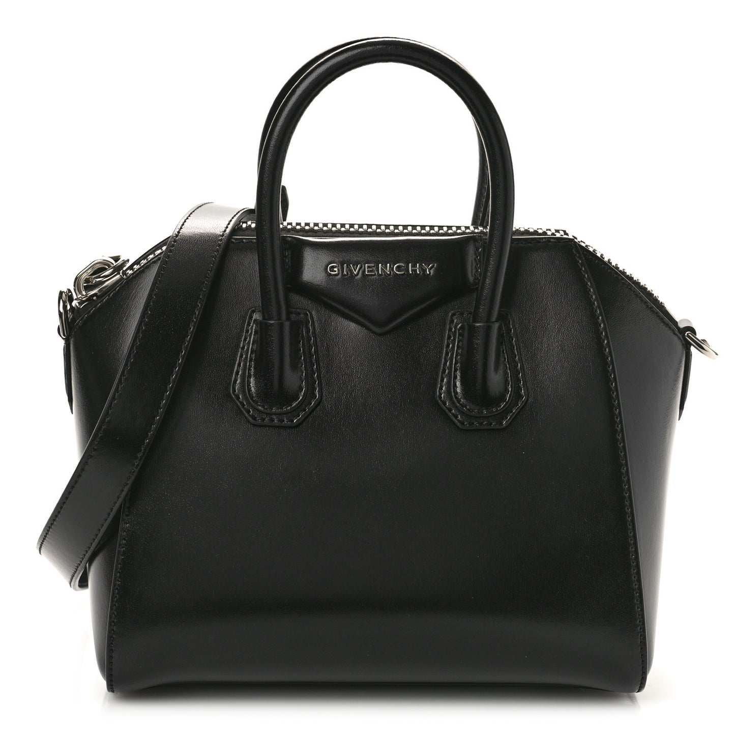 Shiny Lord Calfskin Mini Antigona Black