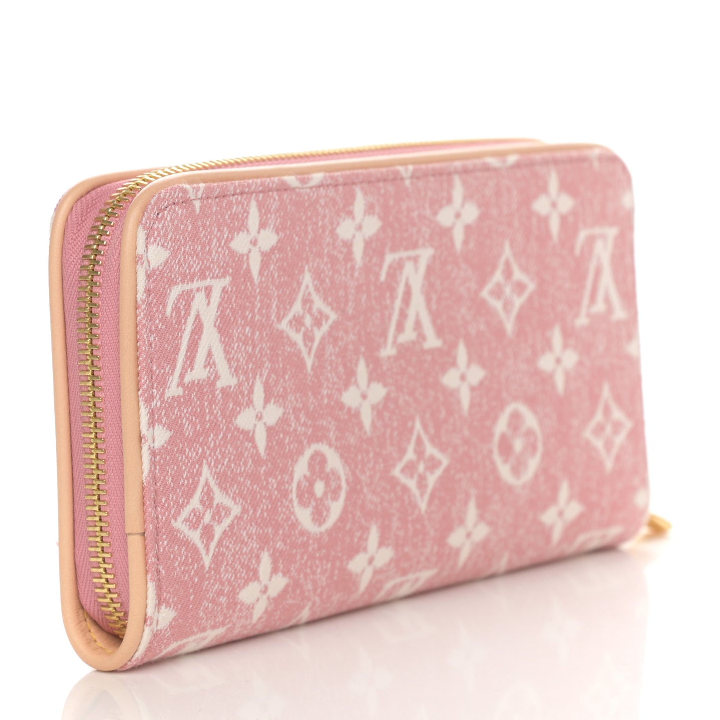 Denim Monogram Jacquard Zippy Wallet Pink