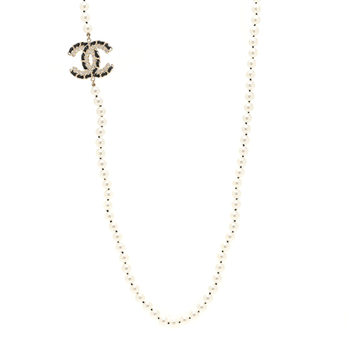 Pearl Lambskin CC Vintage Allure Necklace Gold