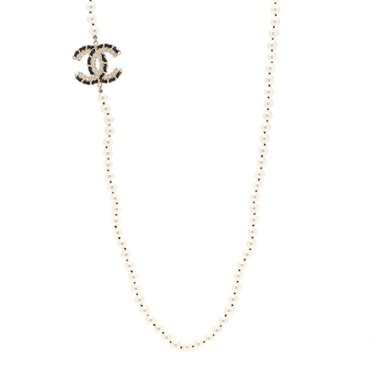 Chanel Pearl Lambskin CC Vintage Allure Necklace Gold 1 of 4
