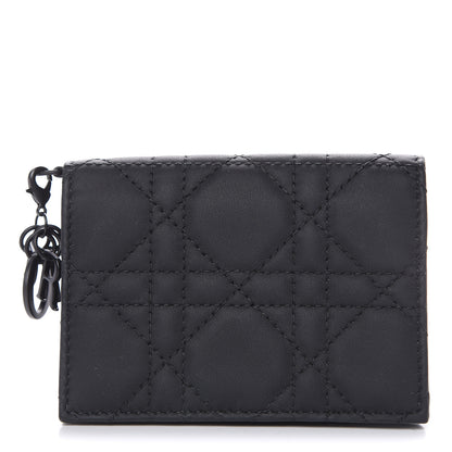 Christian Dior Ultra Matte Calfskin Small Lady Dior Flap Card Holder Black 1 of 7
