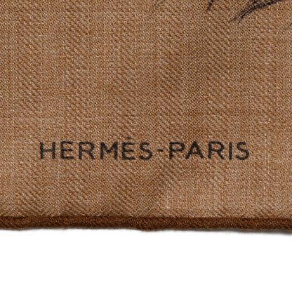 Hermes Cashmere Silk Les Ailes De Pegase Scarf 100 Caramel Black Creme 2 of 4
