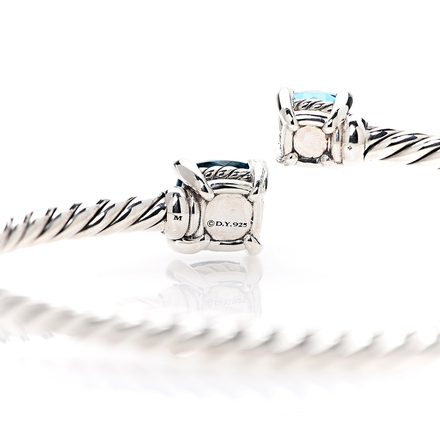 Sterling Silver Blue Topaz Hampton Blue Topaz Diamond 4mm Chatelaine Bypass Bracelet
