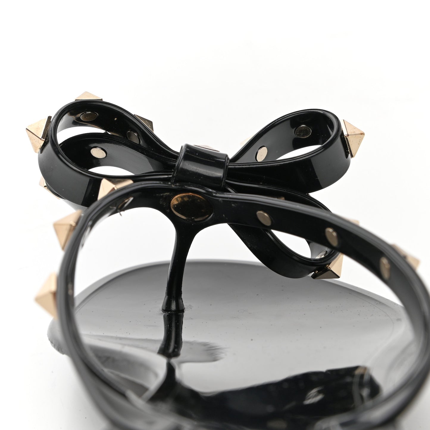 PVC Jelly Rockstud Bow Thong Sandals 39 Black
