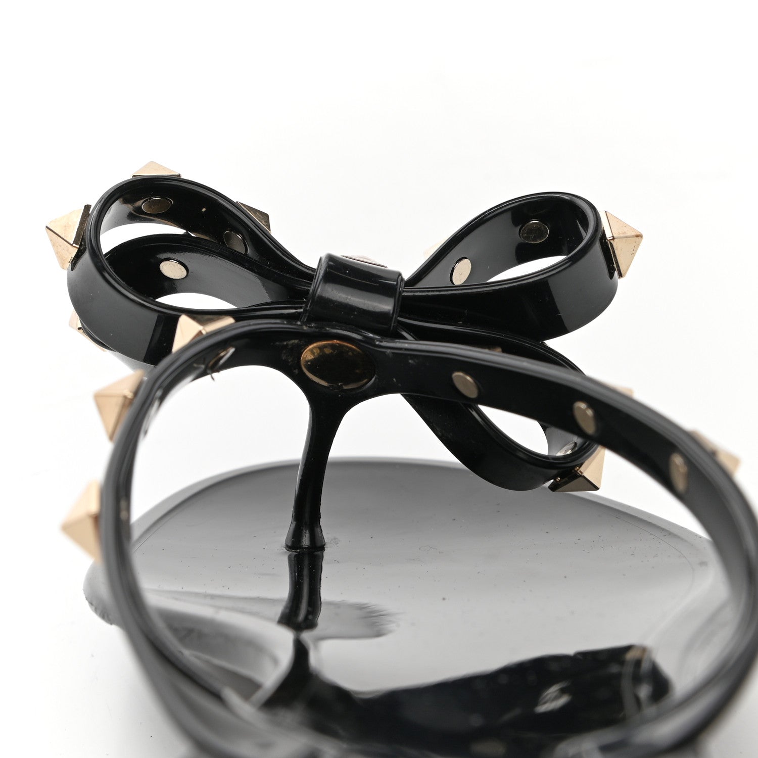 Valentino Garavani PVC Jelly Rockstud Bow Thong Sandals 39 Black 8 of 9