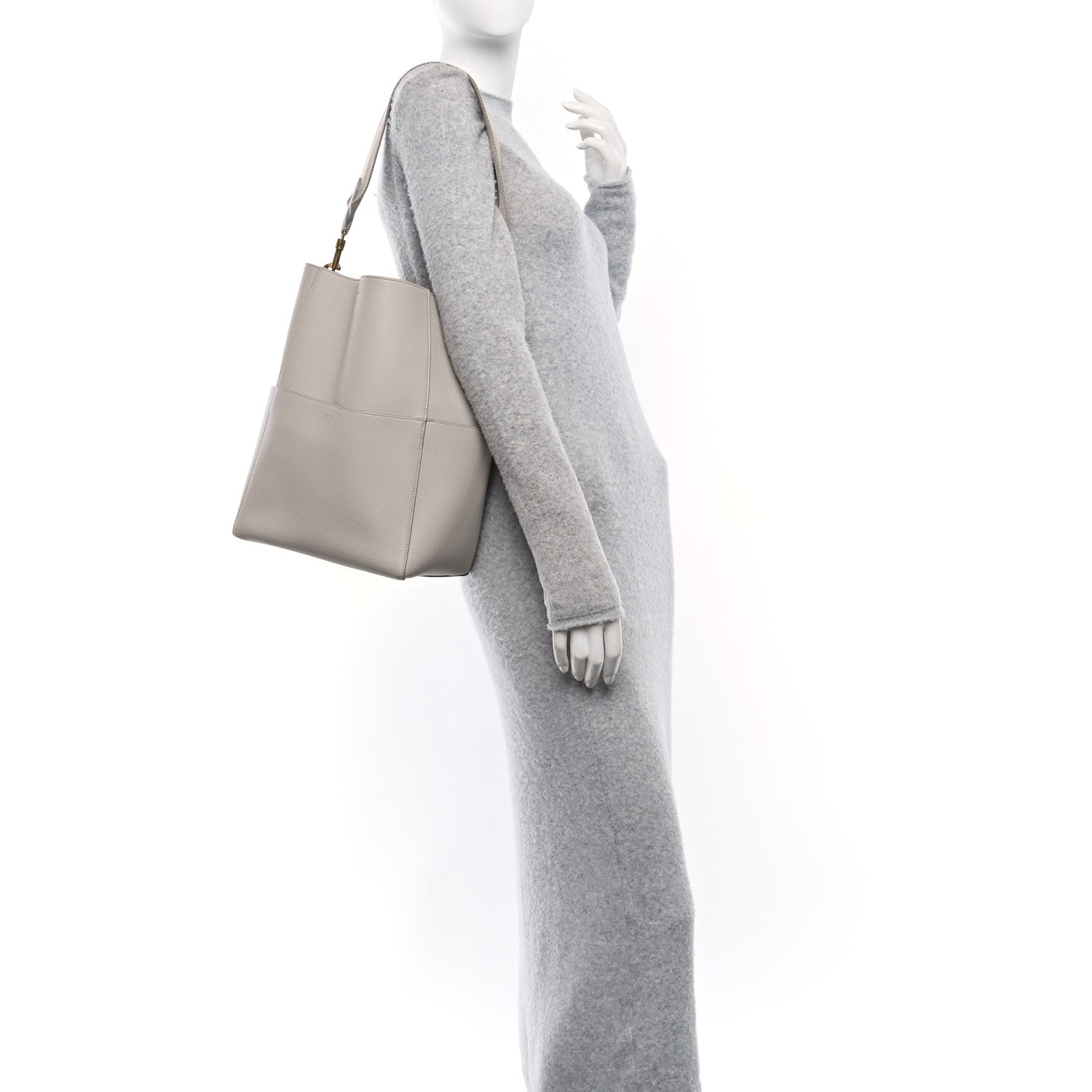 Celine Soft Grained Calfskin Sangle Bucket Bag Dune 2 of 10