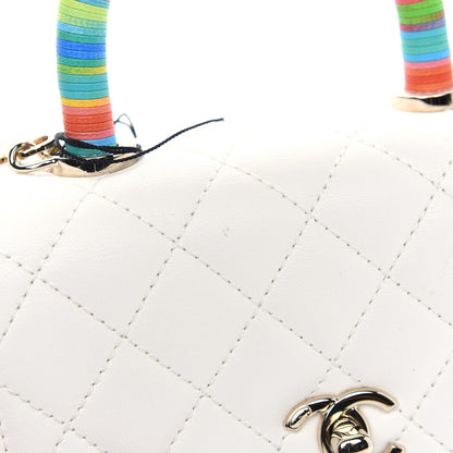 Chanel Goatskin Quilted Extra Mini Rainbow Coco Handle Flap White 11 of 11