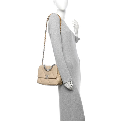 Chanel Lambskin Quilted Medium Chanel 19 Flap Light Beige 2 of 12