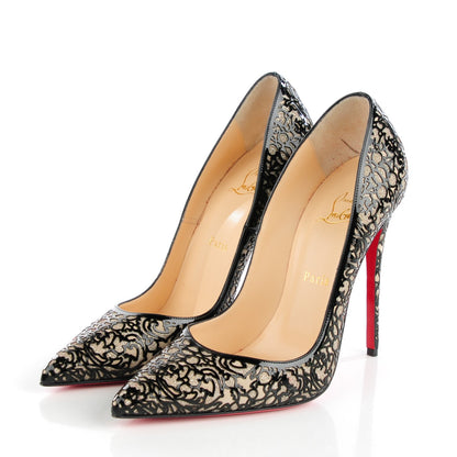 Christian Louboutin Patent Lace Glitter So Pretty 120 Pumps 40 Black 3 of 8