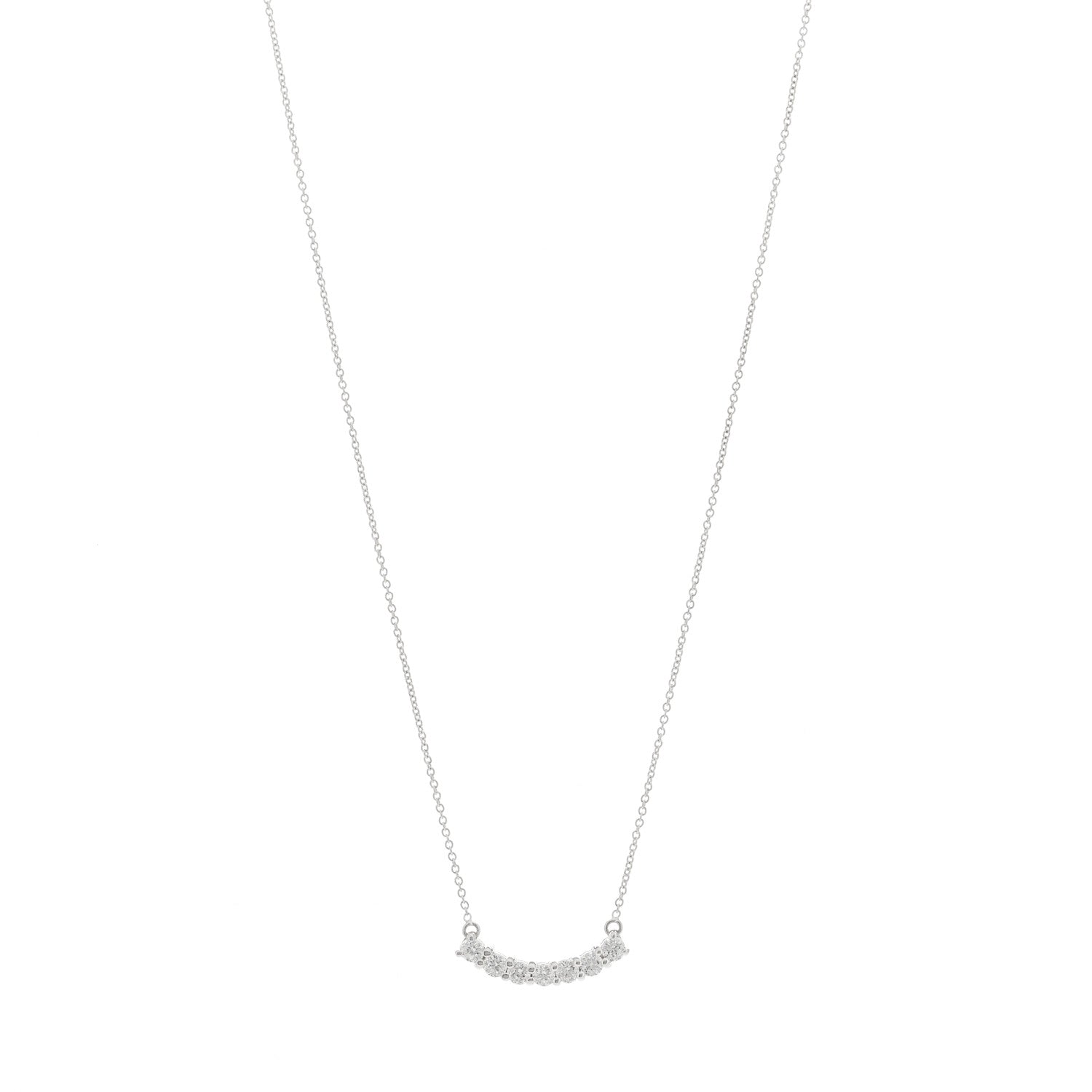 Roberto Coin 18K White Gold Diamond Curved Bar Pendant Necklace 1 of 6