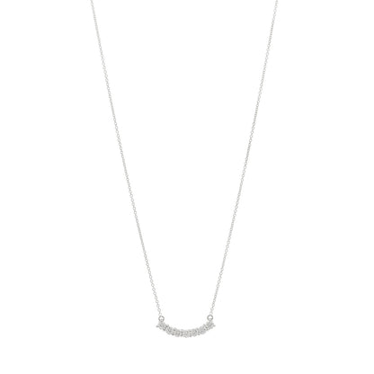 Roberto Coin 18K White Gold Diamond Curved Bar Pendant Necklace 1 of 6