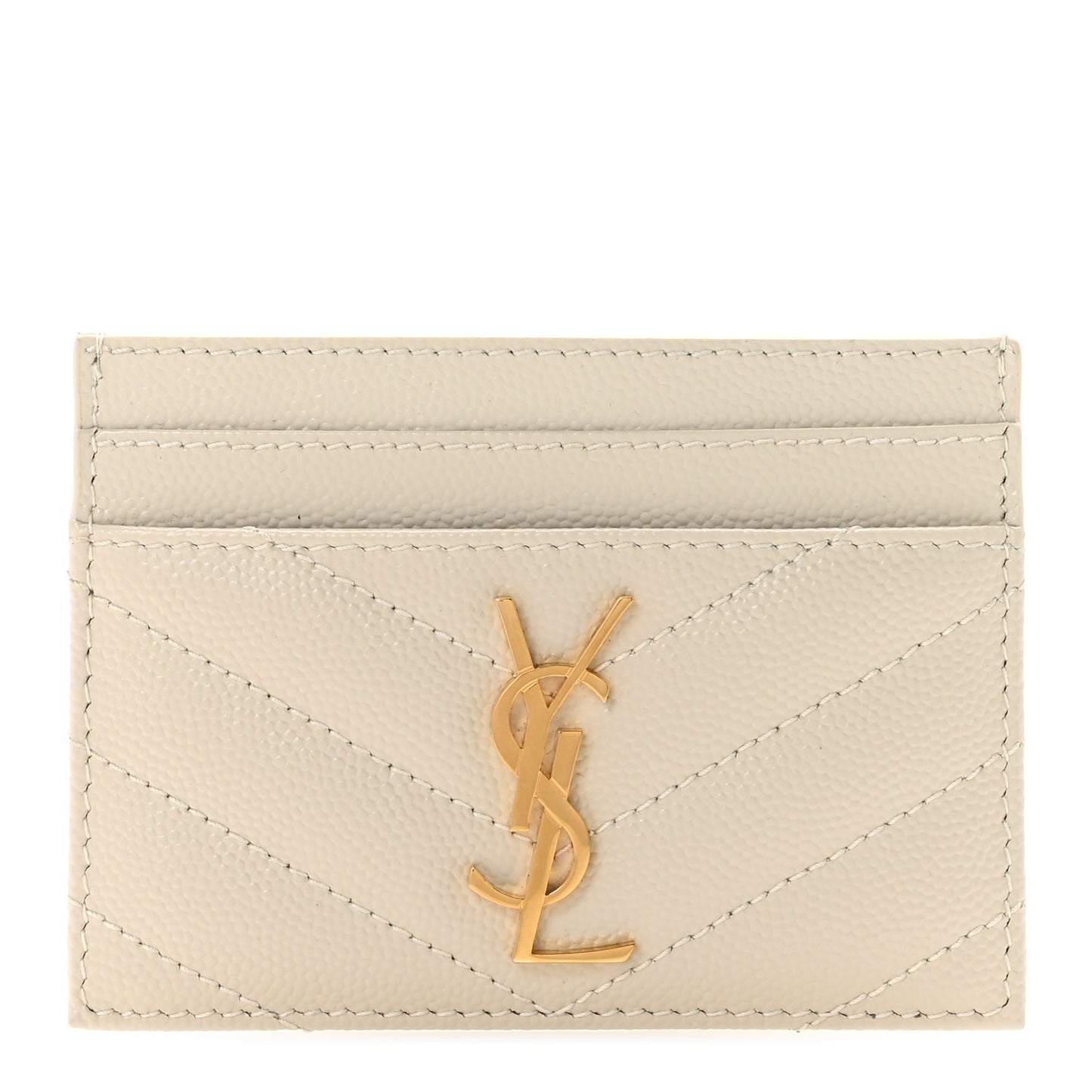 Grain De Poudre Matelasse Chevron Monogram Credit Card Case Crema Soft