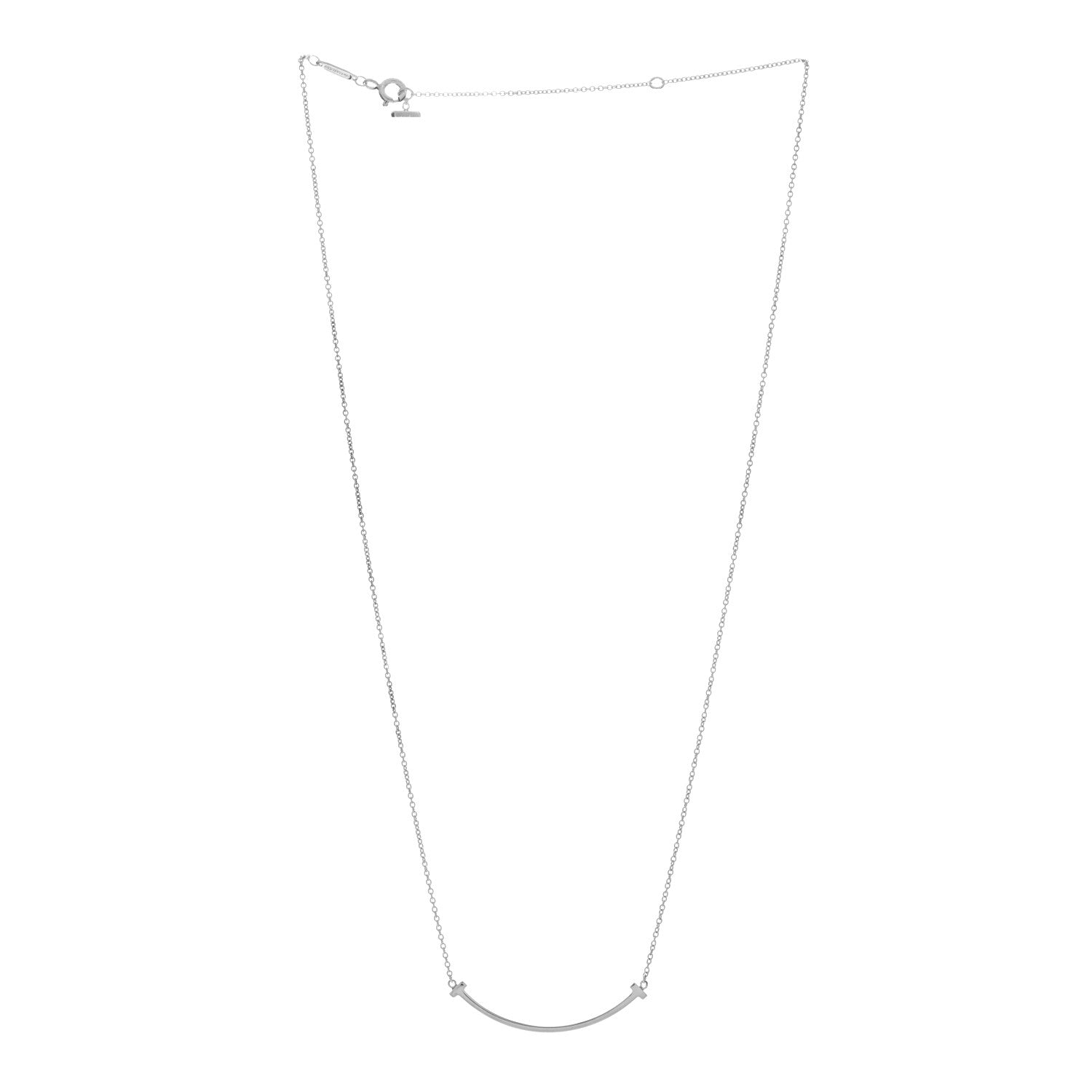 Tiffany Sterling Silver Small T Smile Pendant Necklace 2 of 5