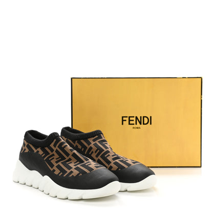 Fendi Jersey FF Mens Low Top Sock Sneakers 9 Black Tobacco 9 of 9