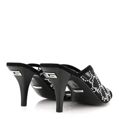 Gucci Tela Retino Kid Scamosciato Crystal GG Monogram Square G 95mm Slide Sandals 35 Black 5 of 8