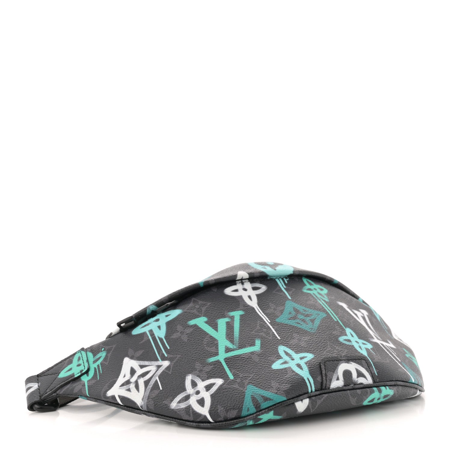 Louis Vuitton Monogram Eclipse LV Graffiti Discovery Bumbag Green Lights 4 of 10