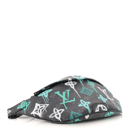 Louis Vuitton Monogram Eclipse LV Graffiti Discovery Bumbag Green Lights 4 of 10