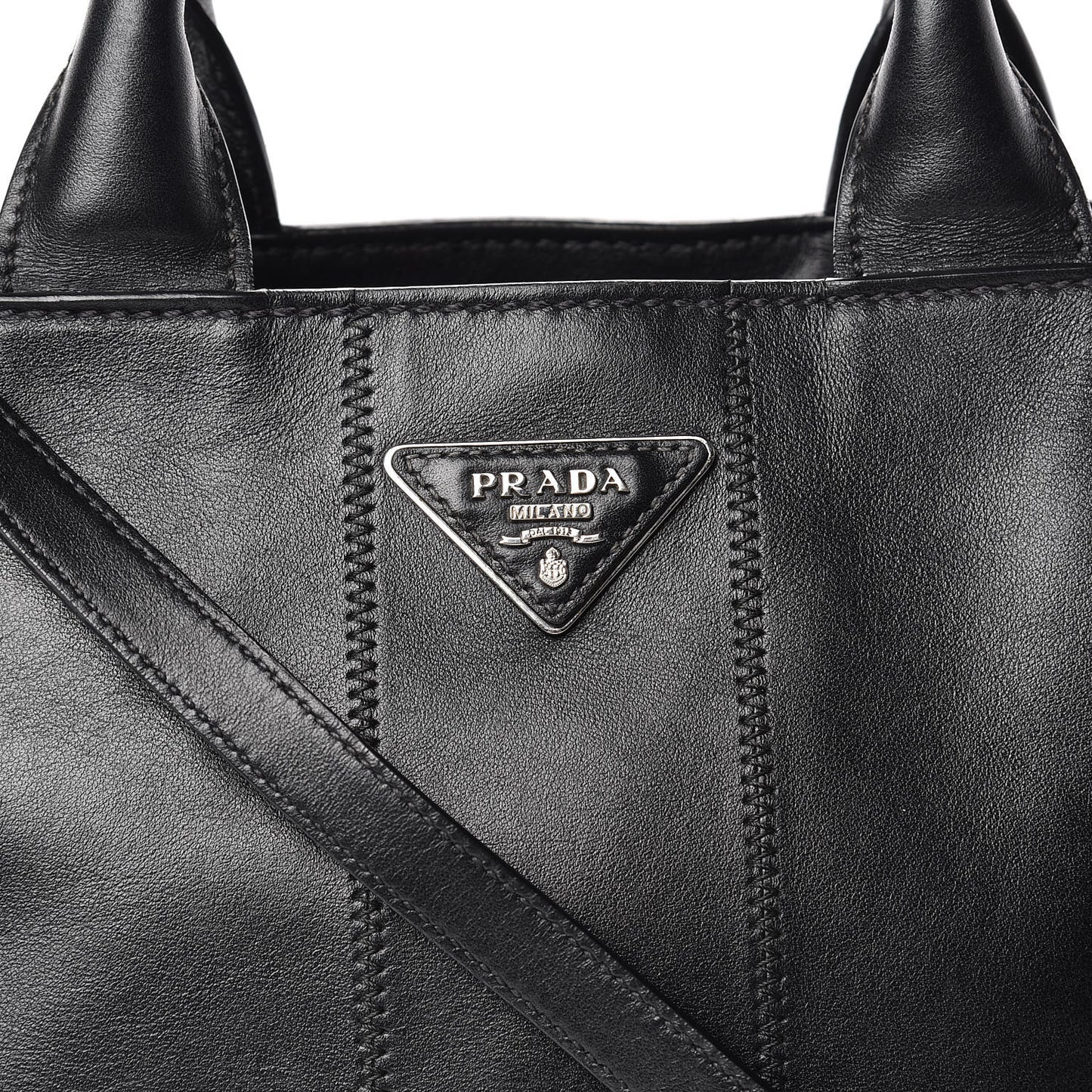 Nappa Vertical Stitched Tote Black