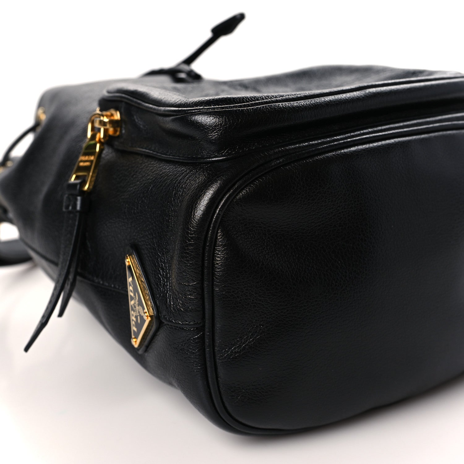 Prada Glace Calfskin Embossed Secchiello Bucket Bag Black 8 of 9