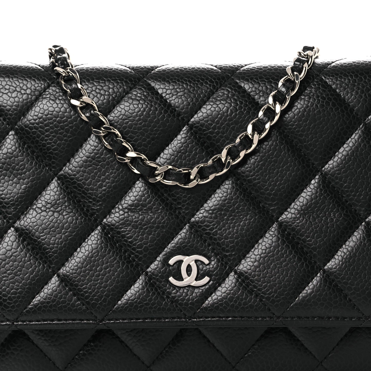 Caviar Quilted Wallet On Chain WOC Black