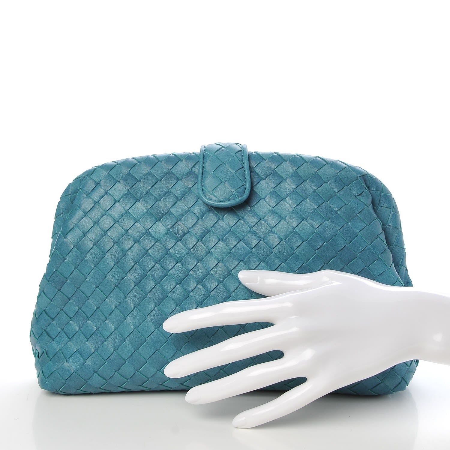 Bottega Veneta Nappa Intrecciato The Lauren 1980 Clutch Aqua 2 of 8