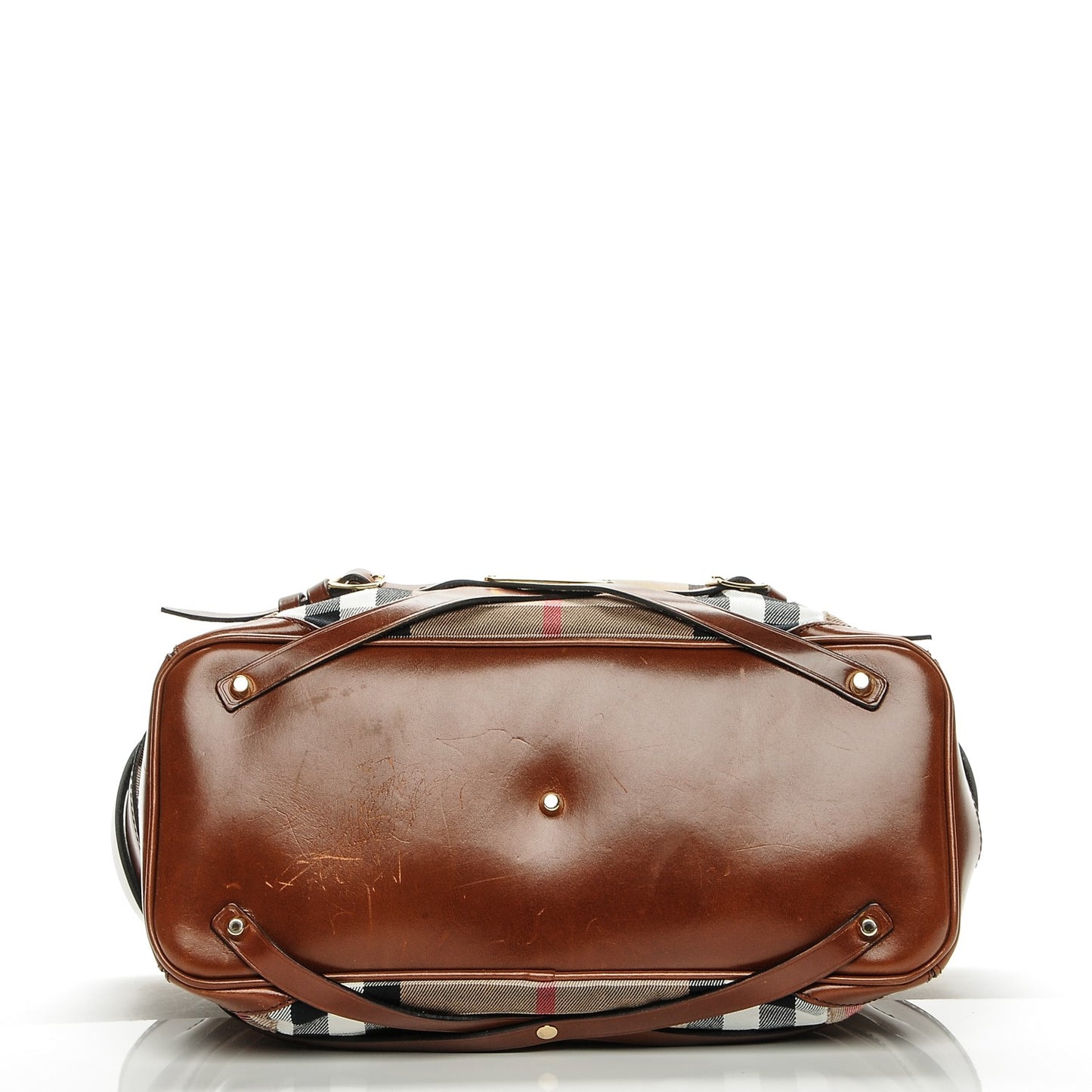 House Check Bridle Calfskin Medium Lynher Tote Dark Tan