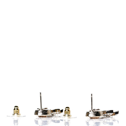 Chanel Crystal Pearl CC Drop Earrings Gold 3 of 4