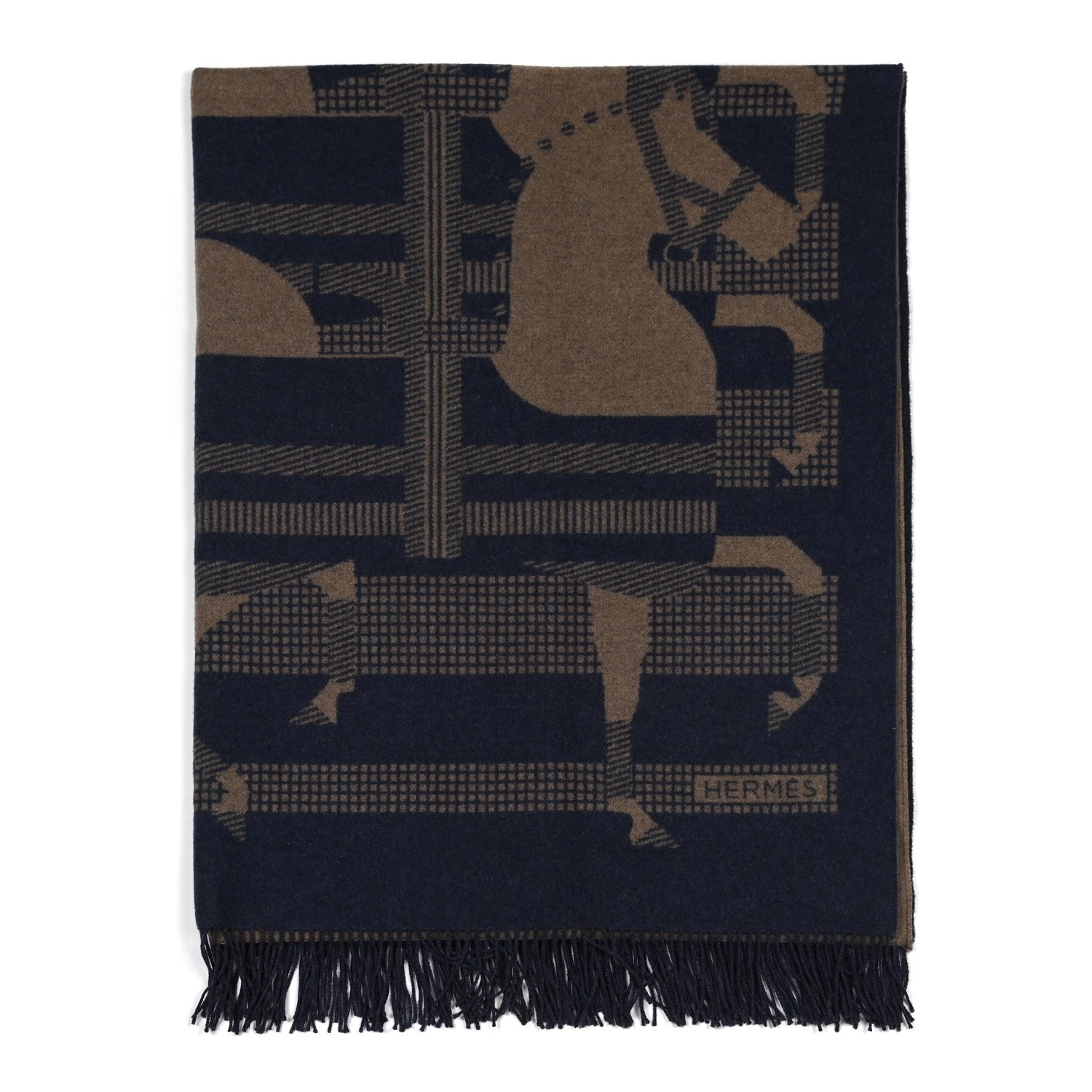 Hermes Cashmere Wool Rocabar Blanket Encre Ficelle 1 of 3