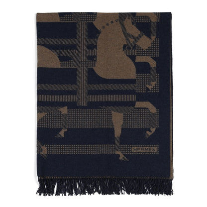 Hermes Cashmere Wool Rocabar Blanket Encre Ficelle 1 of 3