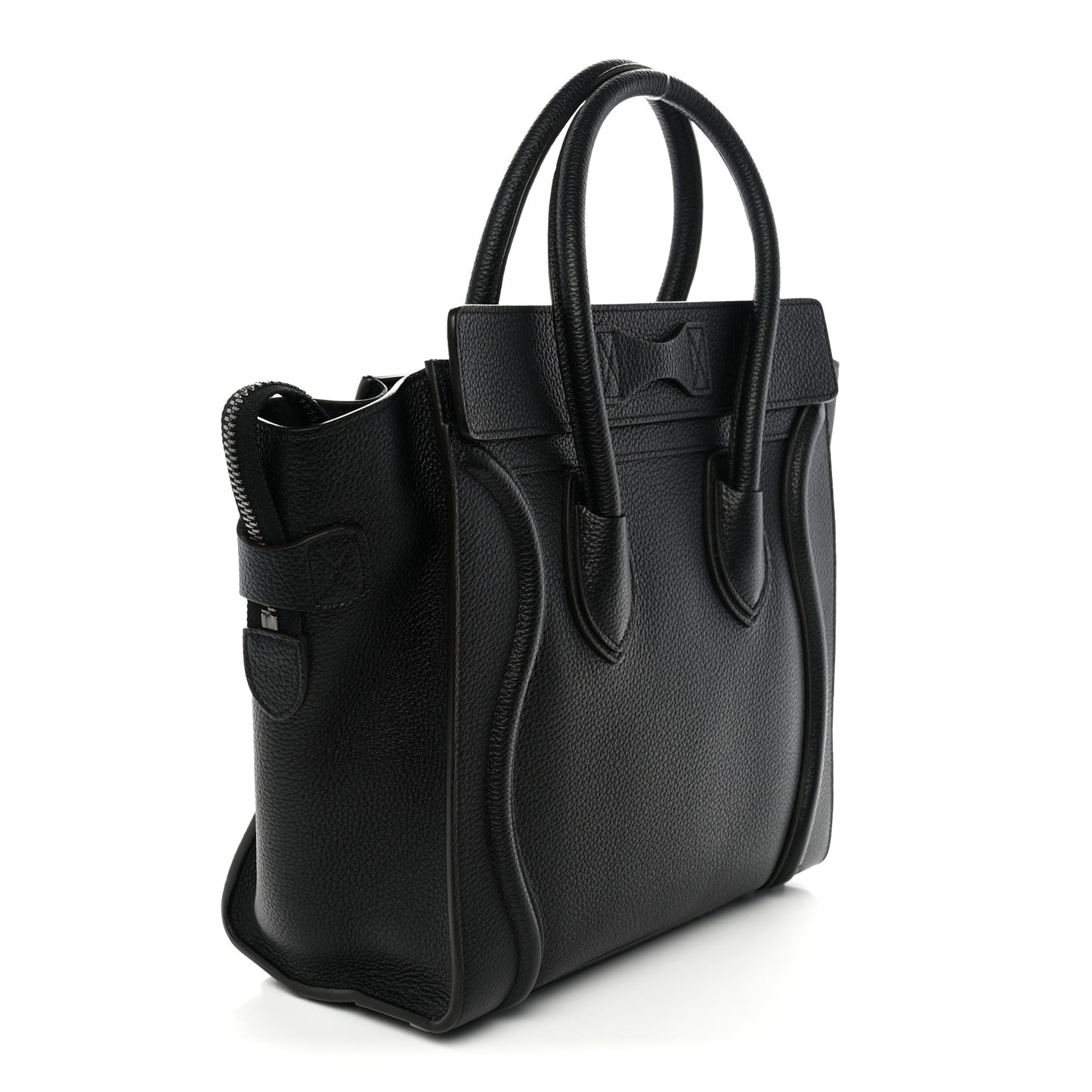 Drummed Calfskin Micro Luggage Black