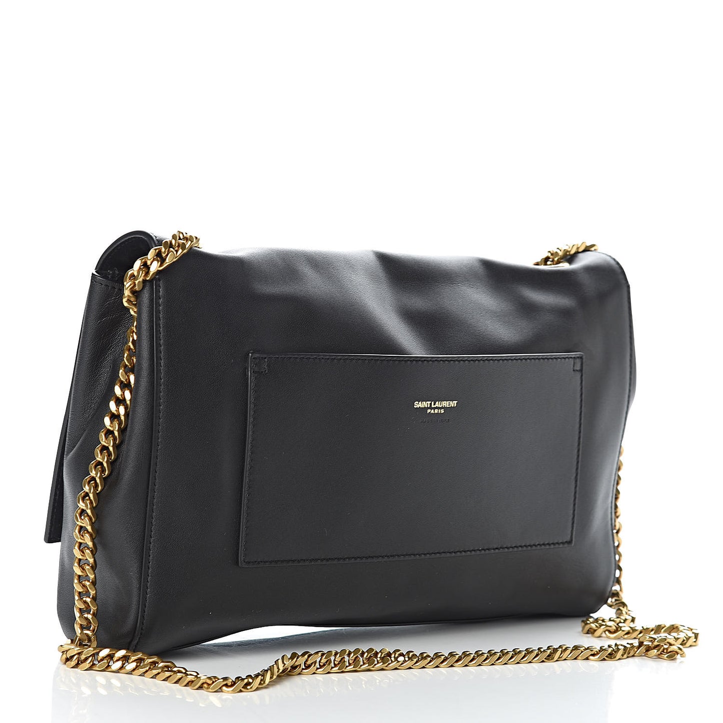 Smooth Calfskin Suede Medium Reversible Monogram Kate Satchel Black