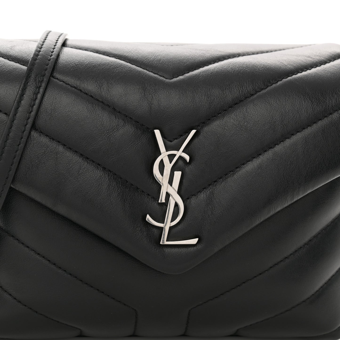 Calfskin Y Quilted Monogram Toy Loulou Crossbody Bag Black