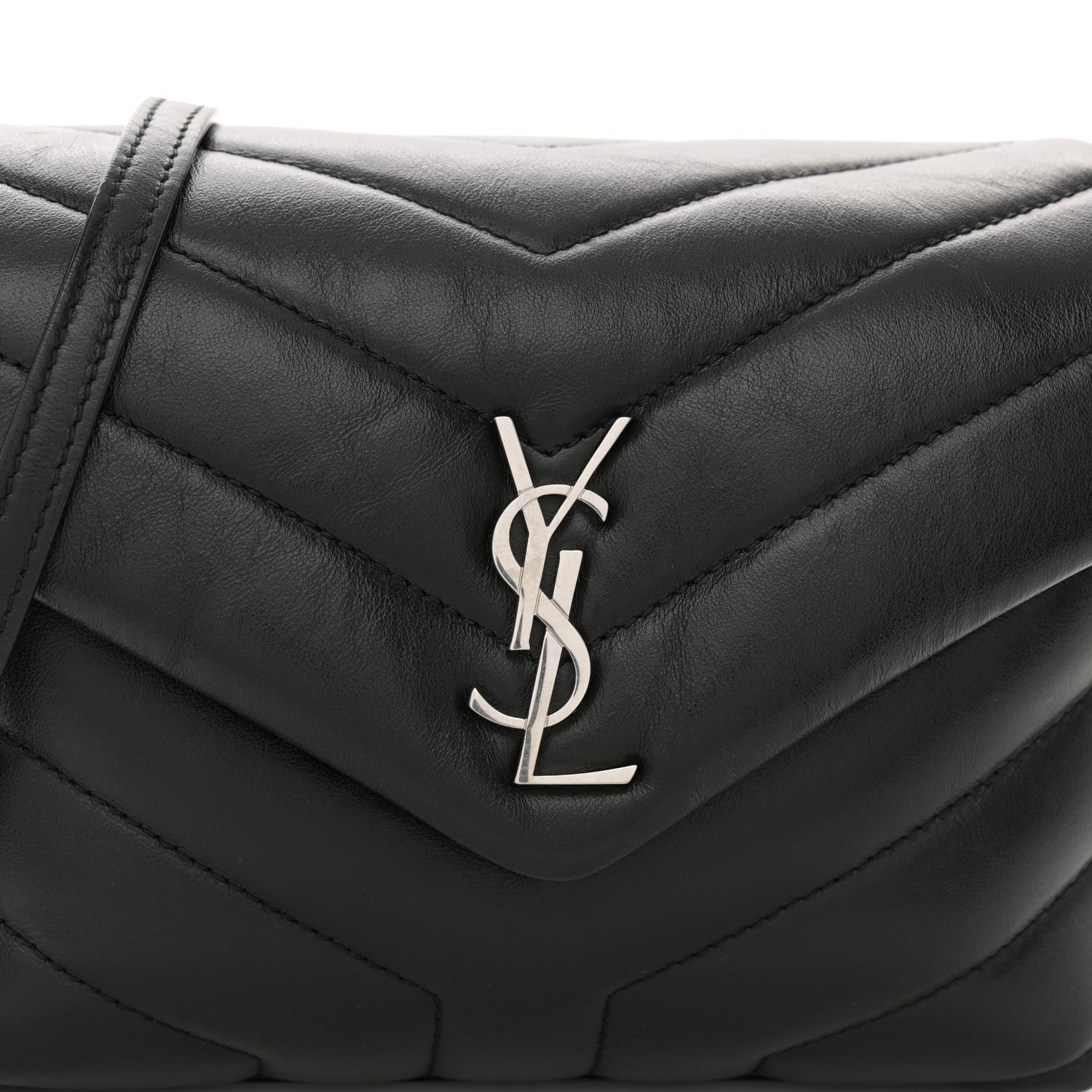 Saint Laurent Calfskin Y Quilted Monogram Toy Loulou Crossbody Bag Black 8 of 13