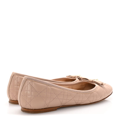 Christian Dior Calfskin Cannage Pearl Bow Ballet Flats 38 Nude 5 of 10