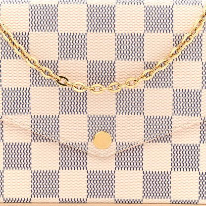 Louis Vuitton Damier Azur Pochette Felicie Chain Wallet Rose Ballerine 10 of 13