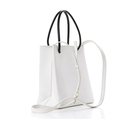 Balenciaga Squared Calfskin Logo Shopping Tote XXS White 3 of 13