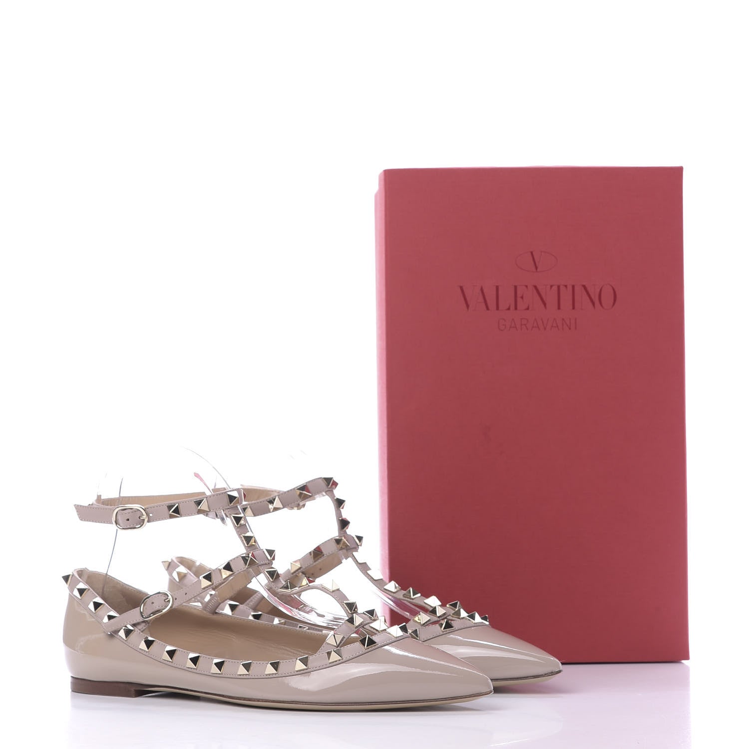 Valentino Garavani Patent Rockstud Cage Ballerina Flats 40 Poudre 11 of 11