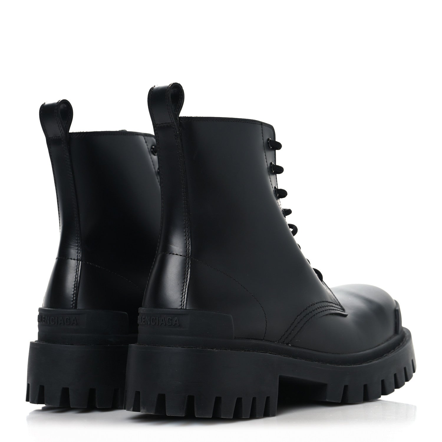 Balenciaga Calfskin Womens Strike 20mm Lace Up Boots 38 Black 5 of 9