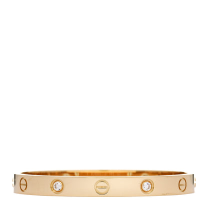 Cartier 18K Yellow Gold 4 Diamond LOVE Bracelet 16 2 of 9