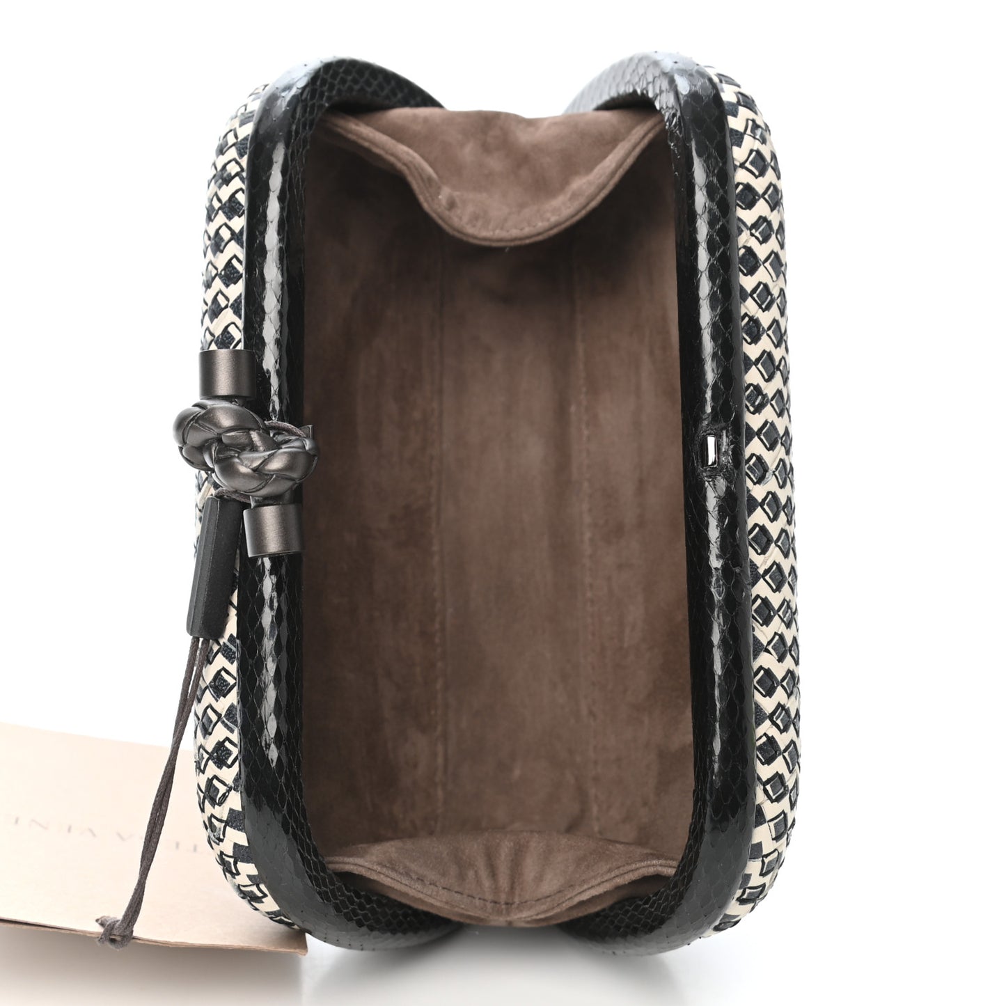 Nappa Ayers Printed Intrecciato Knot Clutch Black
