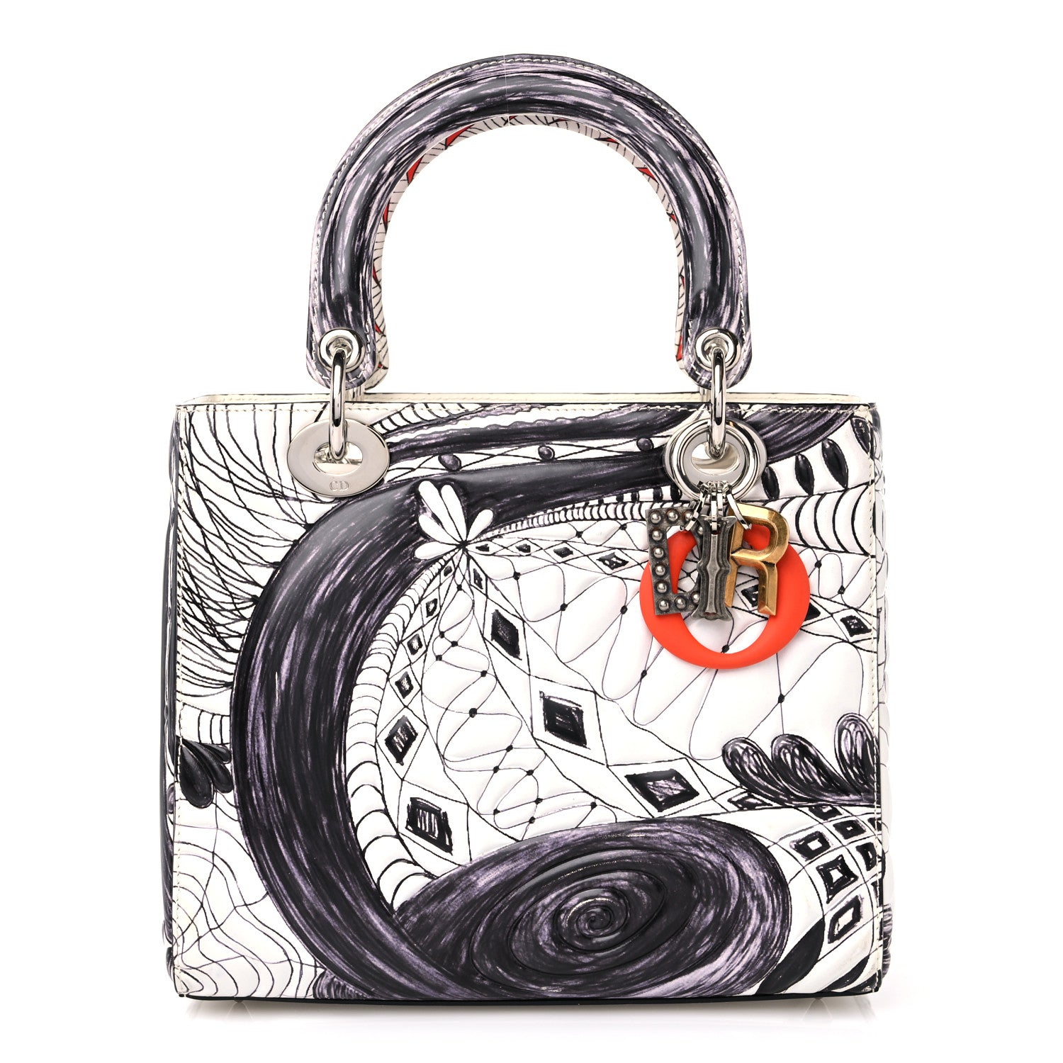 Christian Dior Calfskin Quilted Jack Pierson Art Lady Dior White Black Multicolor 1 of 8