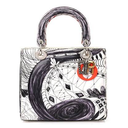 Christian Dior Calfskin Quilted Jack Pierson Art Lady Dior White Black Multicolor 1 of 8