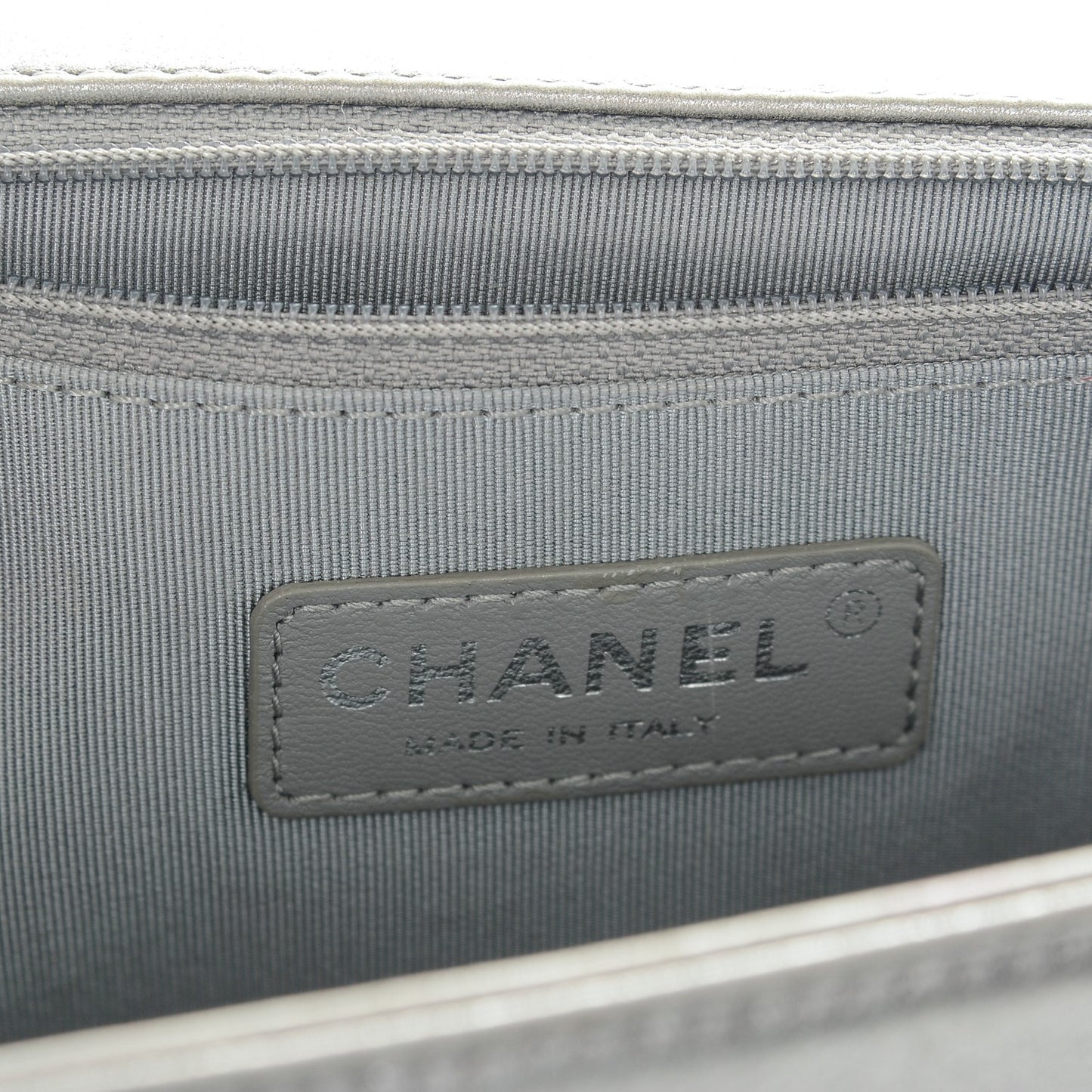 Metallic Calfskin Quilted Large Boy Flap Silver